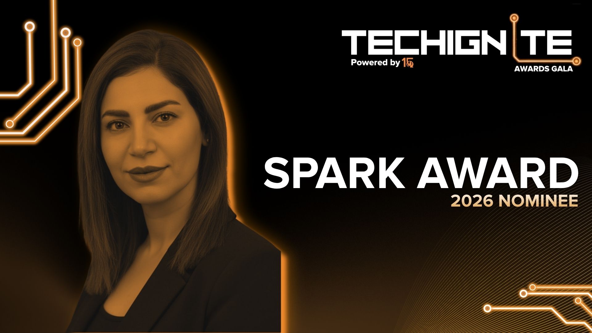 Sara Khosravi, Founder of AID Edge Inc., named 2026 Spark Award Nominee at the TechIgnite Awards, hosted by ventureLAB.